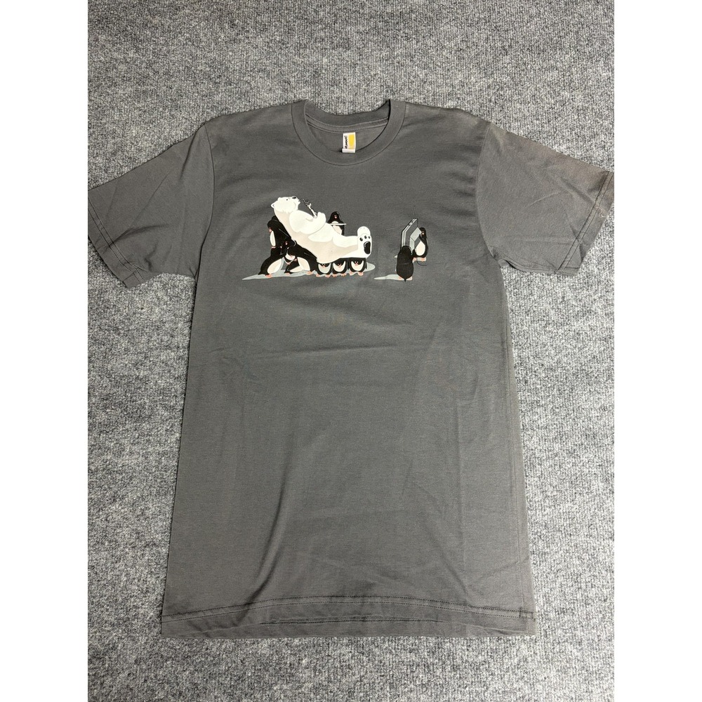Shirt.woot! Shirt Mens Small Gray Polar Bear Penguins Funny Graphic Tee